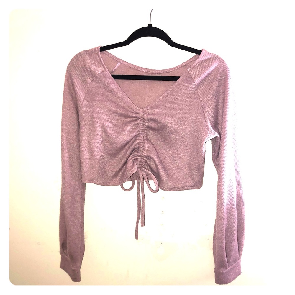 Lavender Scrunch Crop Sweater